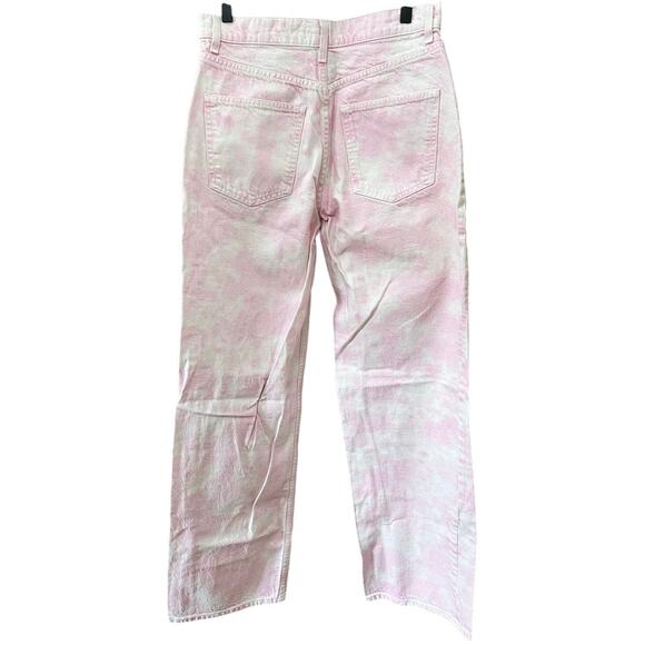 Zara Pink Tie dye Denim Pants Size 6 Bloggers Favorite High Waisted - Picture 2 of 8